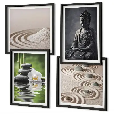 Tavelvägg med Buddha på stranden avkopplande motiv för vägg ovanför soffa