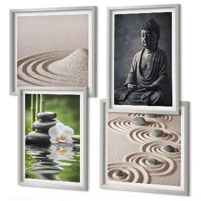 Tavelvägg ovanför soffa Avkopplande Buddha på stranden