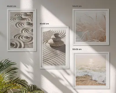 Vågor sand vatten stenar strand set om 4 tavlor