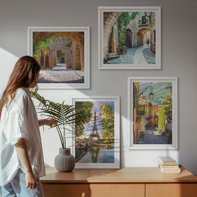 Set om 4 tavlor Eiffeltornets arkitektur