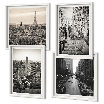 Set om 4 tavlor Utsikt över Paris New York-trappan