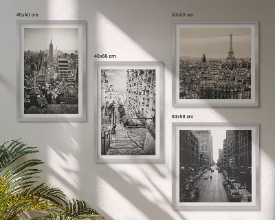 Set om 4 tavlor Utsikt över Paris New York-trappan