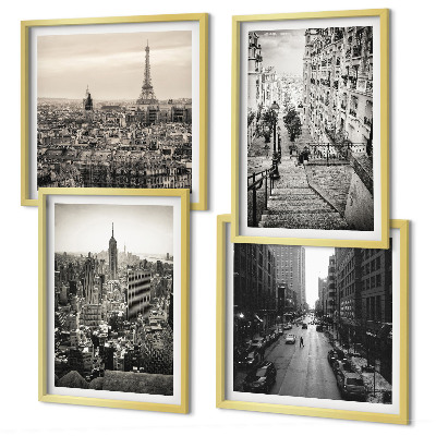 Set om 4 tavlor Utsikt över Paris New York-trappan
