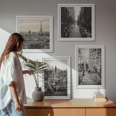 Set om 4 tavlor Utsikt över Paris New York-trappan