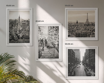 Set om 4 tavlor Utsikt över Paris New York-trappan