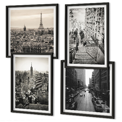 Set om 4 tavlor Utsikt över Paris New York-trappan