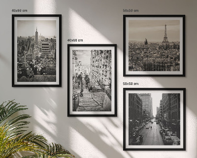 Set om 4 tavlor Utsikt över Paris New York-trappan