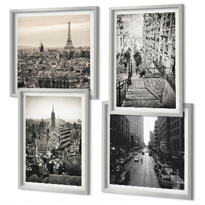 Set om 4 tavlor Utsikt över Paris New York-trappan