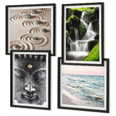 Set om 4 tavlor Naturens frid med Buddha