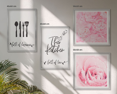 Tavelvägg med 4 tavlor Kökets delikata rosblommor