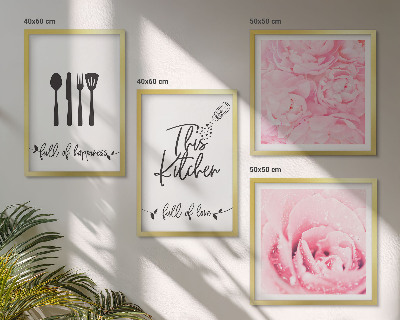 Tavelvägg med 4 tavlor Kökets delikata rosblommor