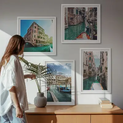 Venedigs kanalers arkitektur tavelvägg ovanför soffa