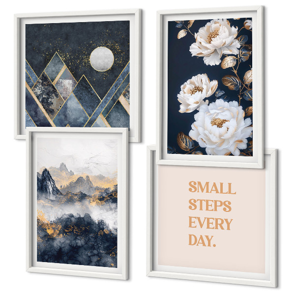 Tavelvägg med 4 tavlor Abstrakta berg blommor inspiration