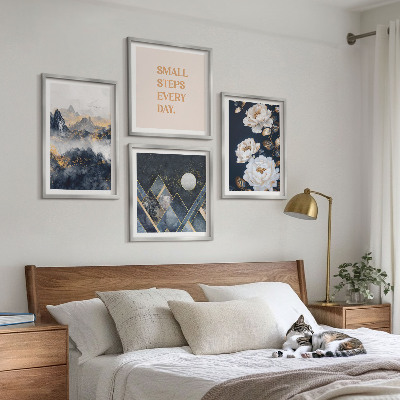 Tavelvägg med 4 tavlor Abstrakta berg blommor inspiration