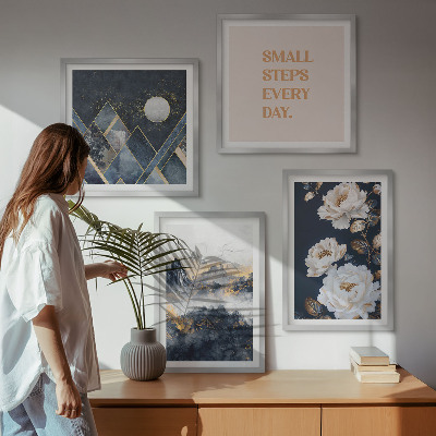 Tavelvägg med 4 tavlor Abstrakta berg blommor inspiration