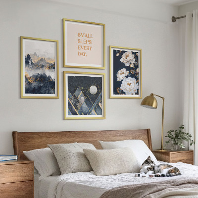 Tavelvägg med 4 tavlor Abstrakta berg blommor inspiration