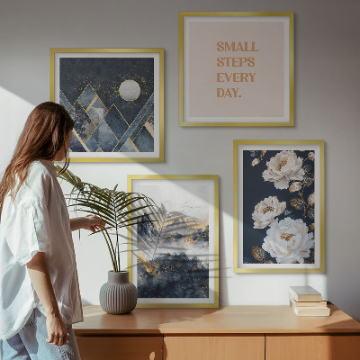 Tavelvägg med 4 tavlor Abstrakta berg blommor inspiration
