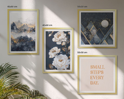 Tavelvägg med 4 tavlor Abstrakta berg blommor inspiration