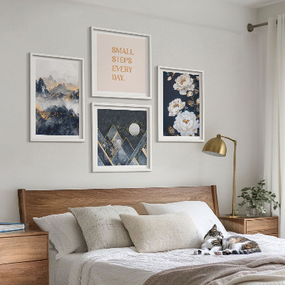 Tavelvägg med 4 tavlor Abstrakta berg blommor inspiration