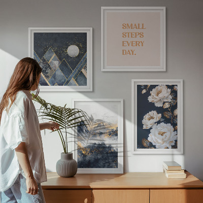 Tavelvägg med 4 tavlor Abstrakta berg blommor inspiration