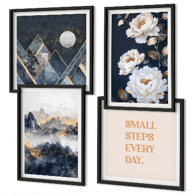 Tavelvägg med 4 tavlor Abstrakta berg blommor inspiration