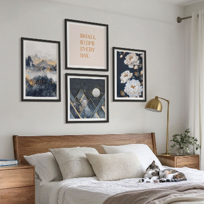 Tavelvägg med 4 tavlor Abstrakta berg blommor inspiration