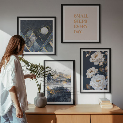 Tavelvägg med 4 tavlor Abstrakta berg blommor inspiration