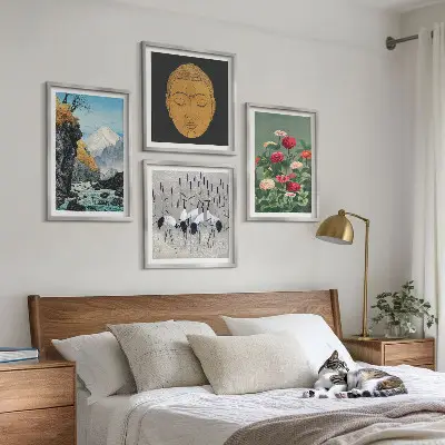 Tavelset med japansk natur och Japandi-stil set om 4 tavlor
