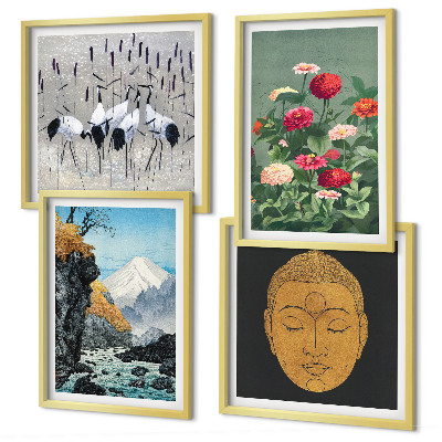 Set om 4 tavlor Japansk natur och Japandi-stil