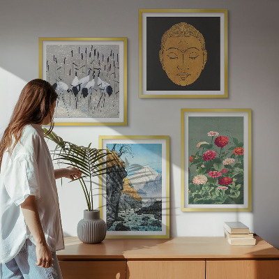 Set om 4 tavlor Japansk natur och Japandi-stil
