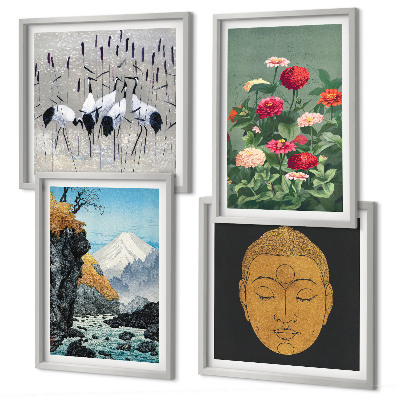 Set om 4 tavlor Japansk natur och Japandi-stil