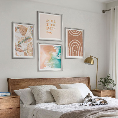 Tavelvägg med 4 tavlor Delikata boho-bladbokstäver
