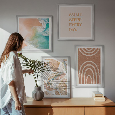 Tavelvägg med 4 tavlor Delikata boho-bladbokstäver