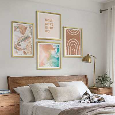 Tavelvägg med 4 tavlor Delikata boho-bladbokstäver