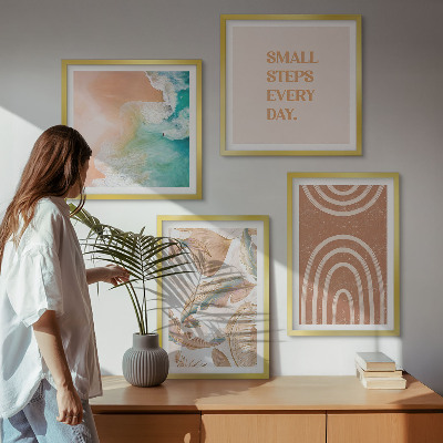 Tavelvägg med 4 tavlor Delikata boho-bladbokstäver