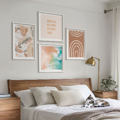 Tavelvägg med 4 tavlor Delikata boho-bladbokstäver