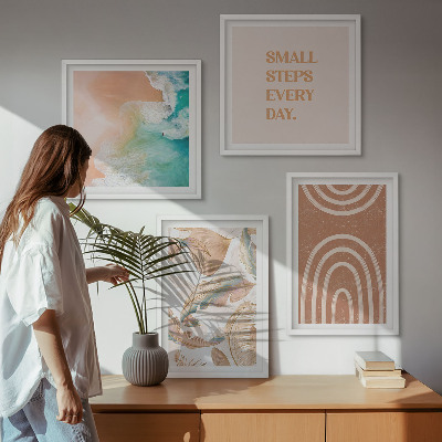 Tavelvägg med 4 tavlor Delikata boho-bladbokstäver