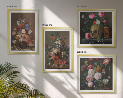 Tavelvägg ovanför soffa Blommor i vaser kompositioner