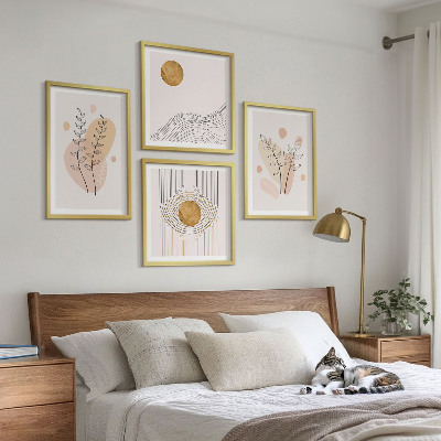Set om 4 tavlor Minimalistiska växtteckningar