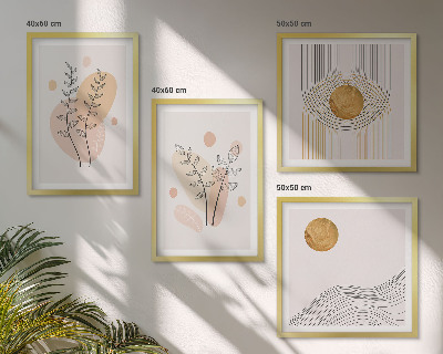 Set om 4 tavlor Minimalistiska växtteckningar