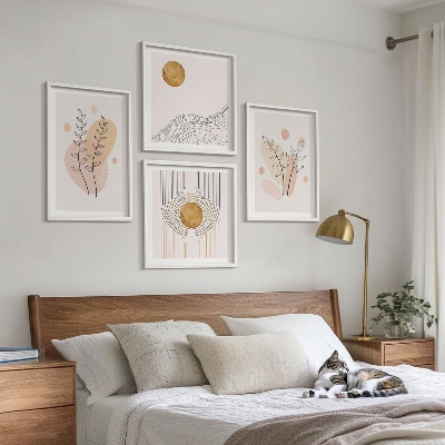 Set om 4 tavlor Minimalistiska växtteckningar
