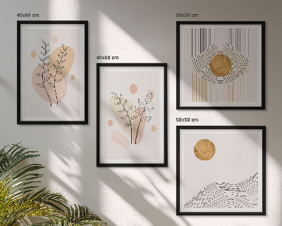 Set om 4 tavlor Minimalistiska växtteckningar