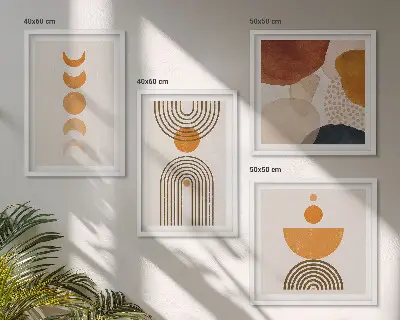 Boho minimalistiska dekorationer set om 4 tavlor