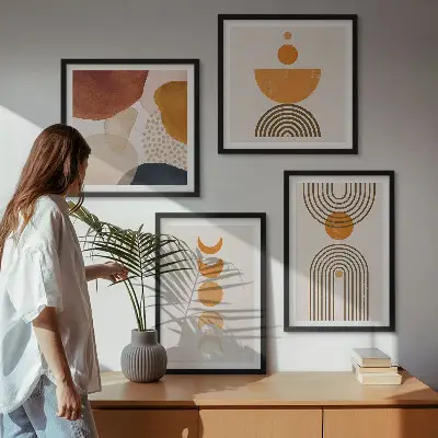 Boho minimalistiska dekorationer set om 4 tavlor