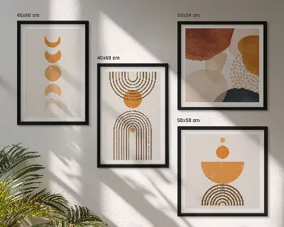 Boho minimalistiska dekorationer set om 4 tavlor