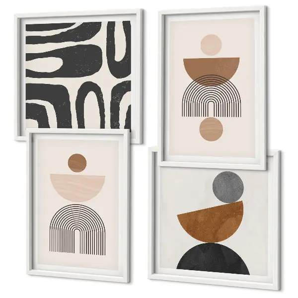Abstrakt boho-design set om 4 tavlor