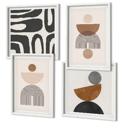 Abstrakt boho-design set om 4 tavlor