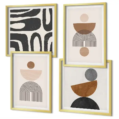 Abstrakt boho-design set om 4 tavlor