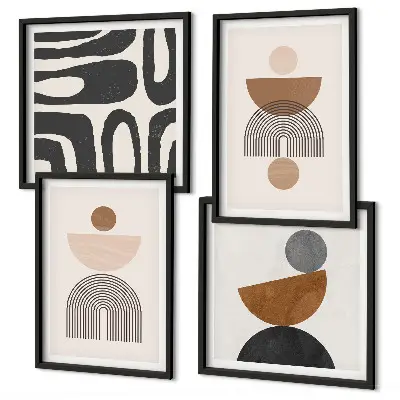 Abstrakt boho-design set om 4 tavlor