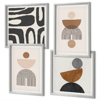 Abstrakt boho-design set om 4 tavlor